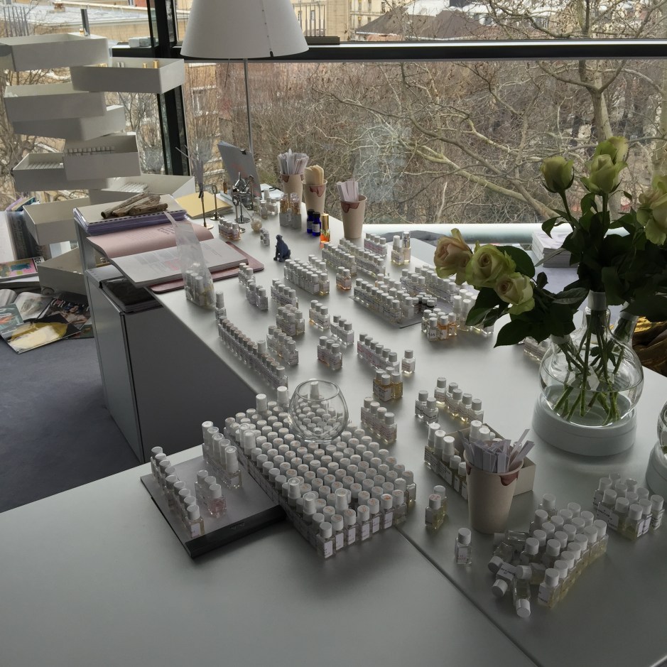 Mathilde Laurent's Desk in the Perfume Lab at the Fondation Cartier pour L'Art Contemporain (i.e. Where the Magic Happens)