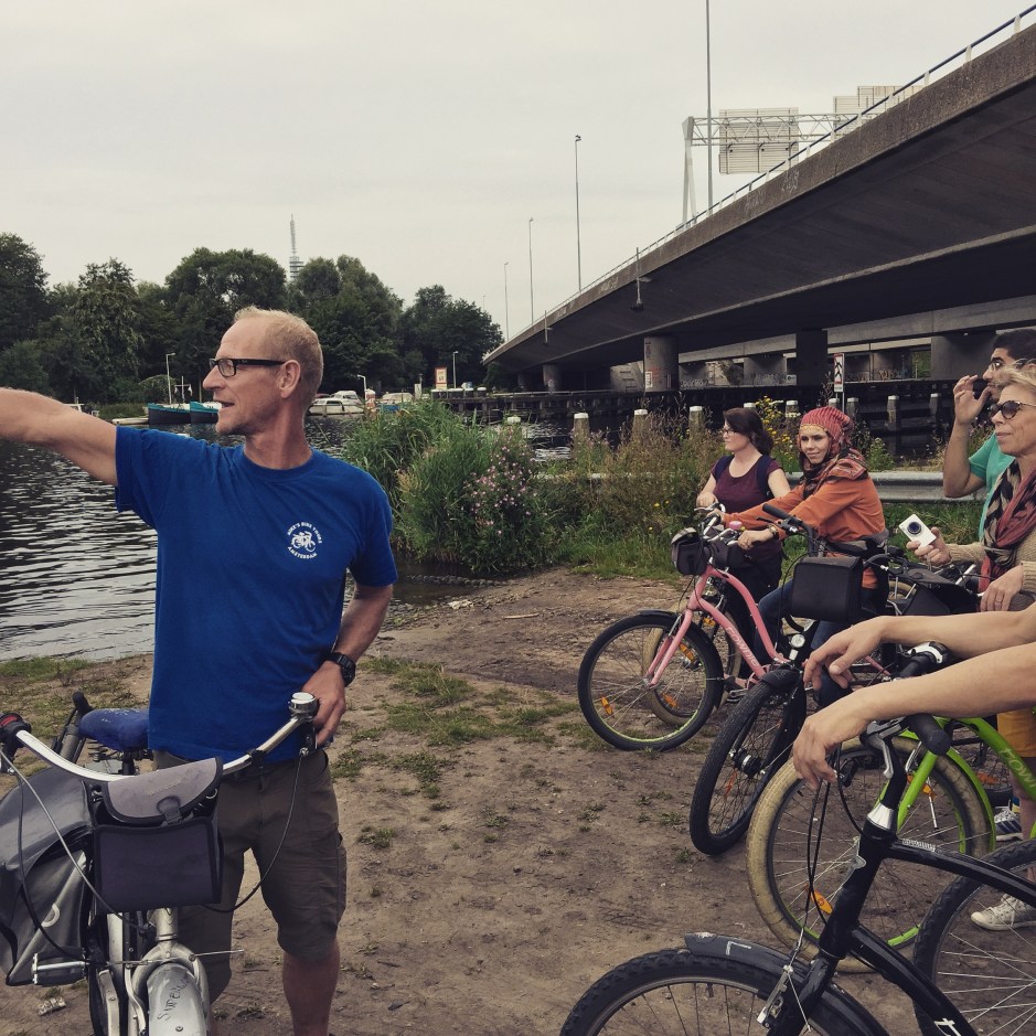 "We stop for a quick look at the Amstel River. Wet sand, green grass and dirty water. There's an overriding mineral odour in the air #ScentedStories #Amsterdam"
